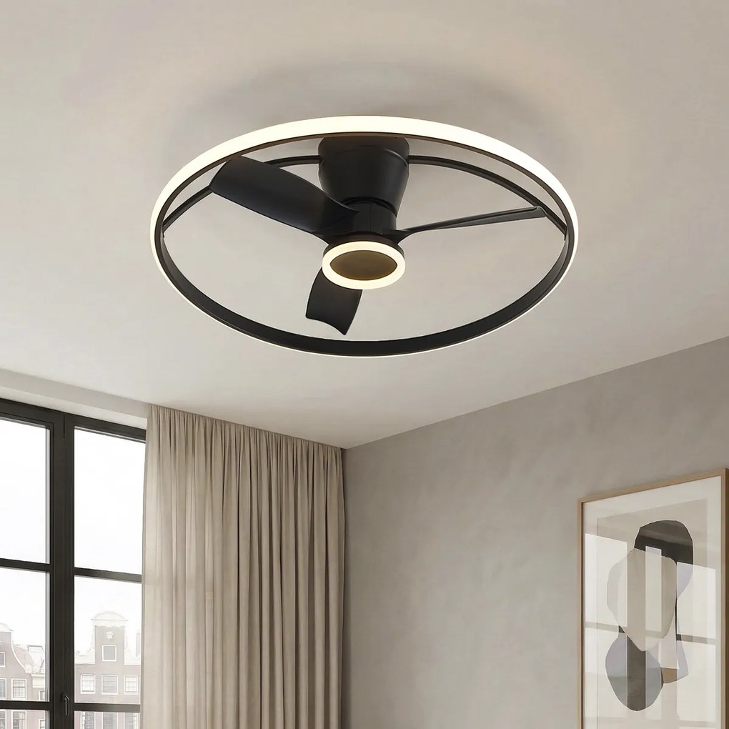 Ventilator de tavan negru incl. LED cu telecomandă - Steer