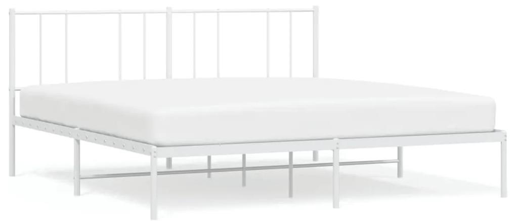 352535 vidaXL Cadru de pat metalic cu tăblie, alb, 193x203 cm