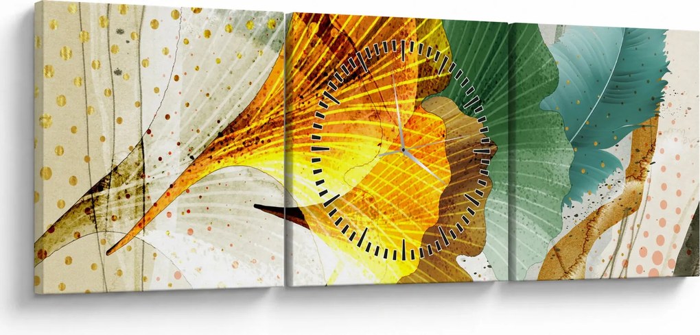 Tablou - Frunze (cu ceas) (90x30 cm)