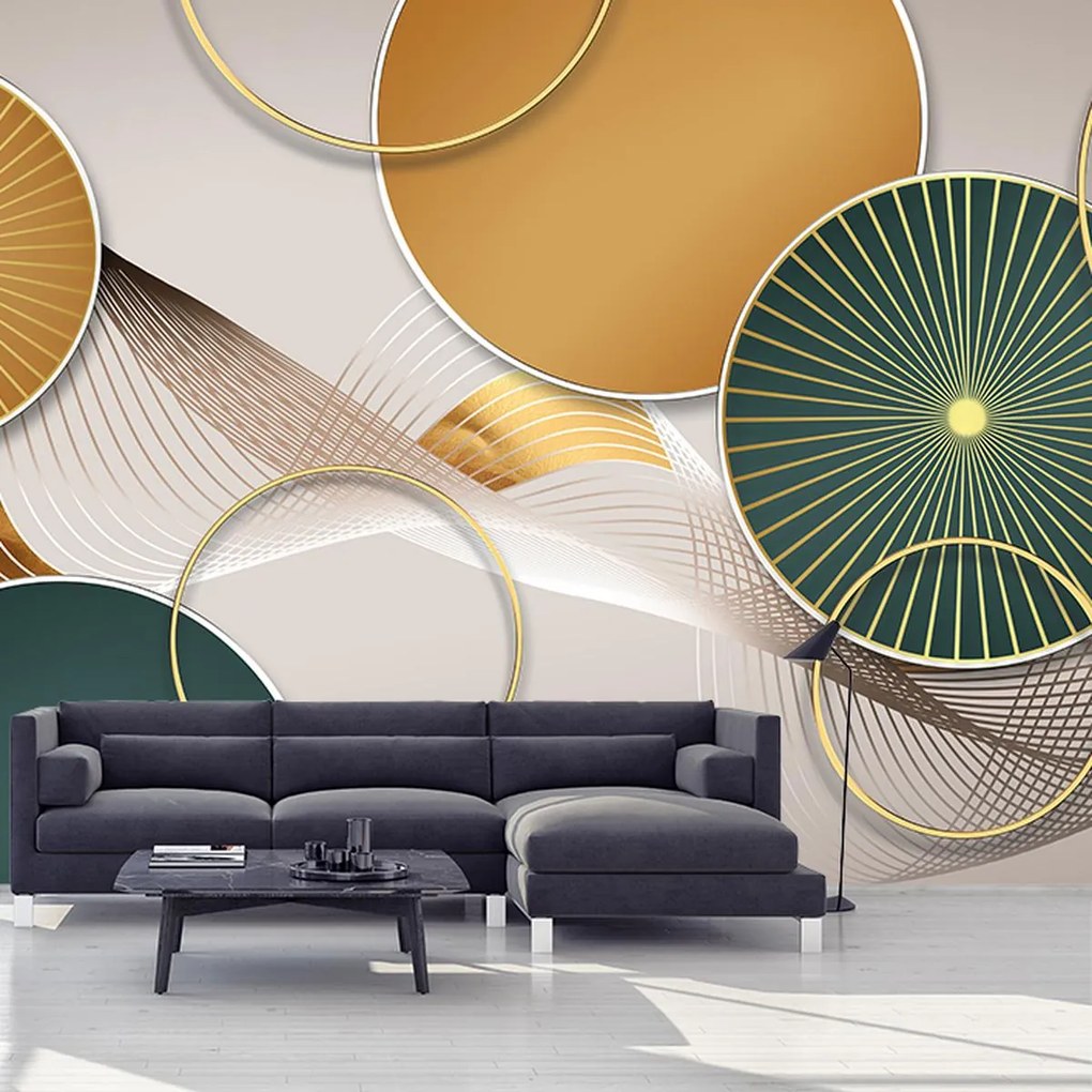 Fototapet - Cercuri de aur (147x102 cm)