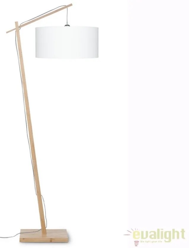 Lampadar cu cadru din bambus si abajur din tesatura in, Andes natur/ alb ANDES/F/4723/W