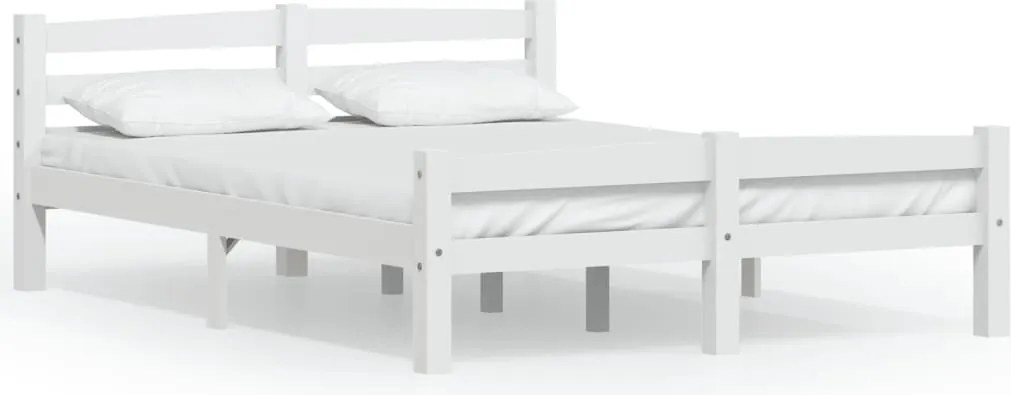 vidaXL Cadru de pat, alb, 140x200 cm, lemn de pin masiv