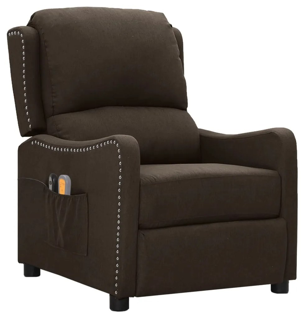 3098762 vidaXL Fotoliu de masaj electric rabatabil, maro închis, textil