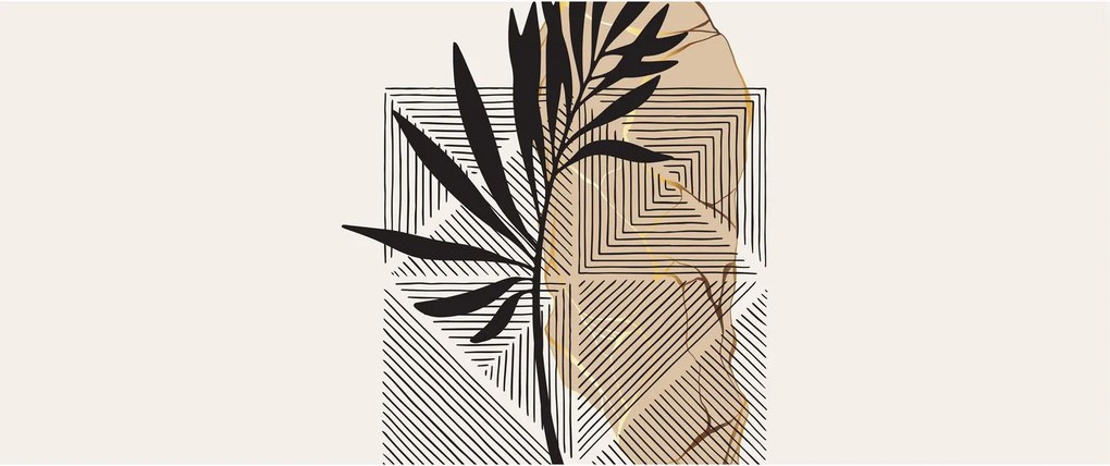 Tablou - Abstracție cu frunze tropicale N⁰1 (120x50 cm)