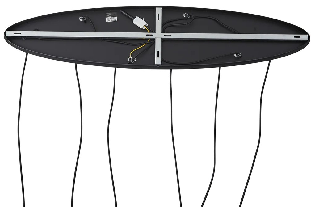 Lampă suspendată neagră cu sticlă chihlimbar, fumurie și transparentă cu 6 lumini - Elena