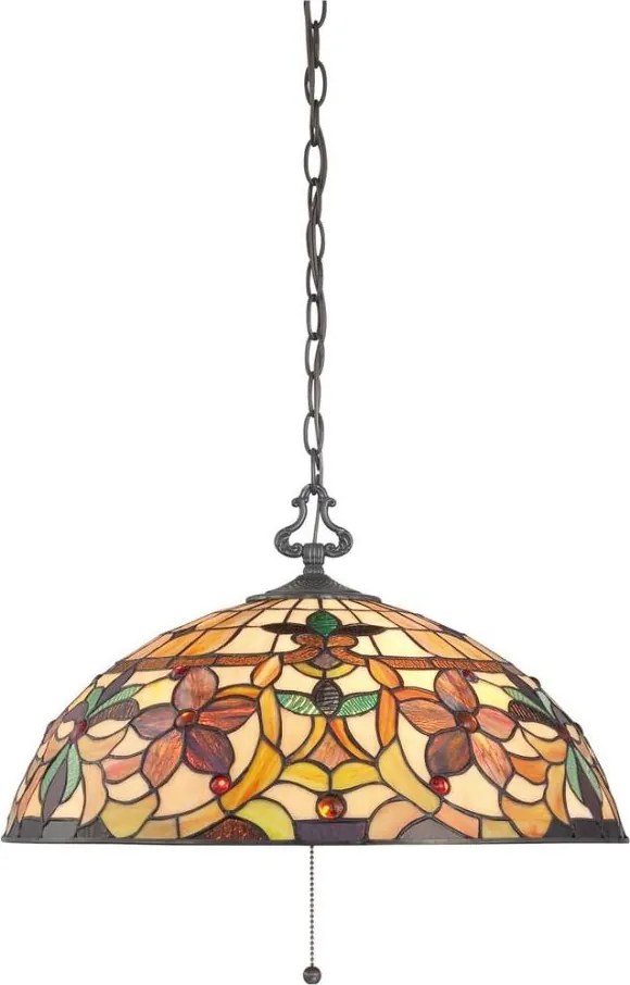 Elstead QZ-KAMI-P - Candelabru Tiffany KAMI cu lanț, 3xE27/60W/230V