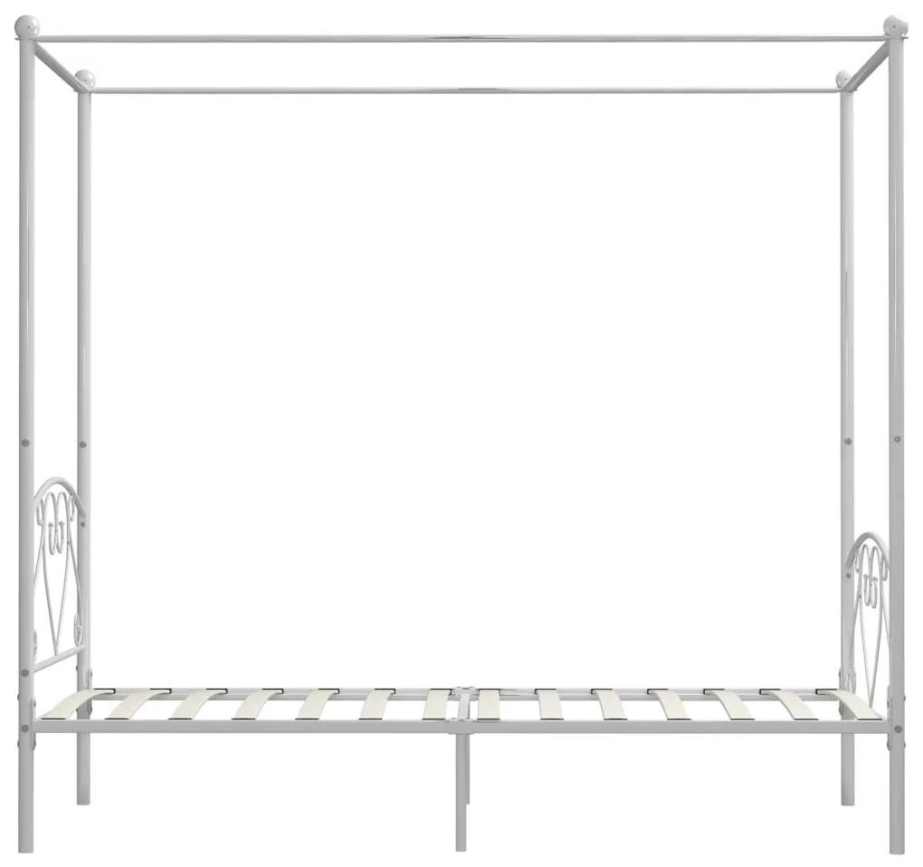 Cadru de pat cu baldachin, alb, 120 x 200 cm, metal
