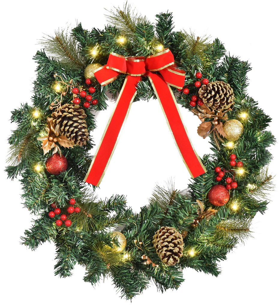 Homcom Ghirlanda de Craciun Decor cu 20 Lumini LED Φ60cm