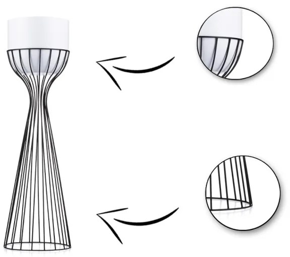 Ghiveci metalic de flori LOFT 56x20 cm negru/alb