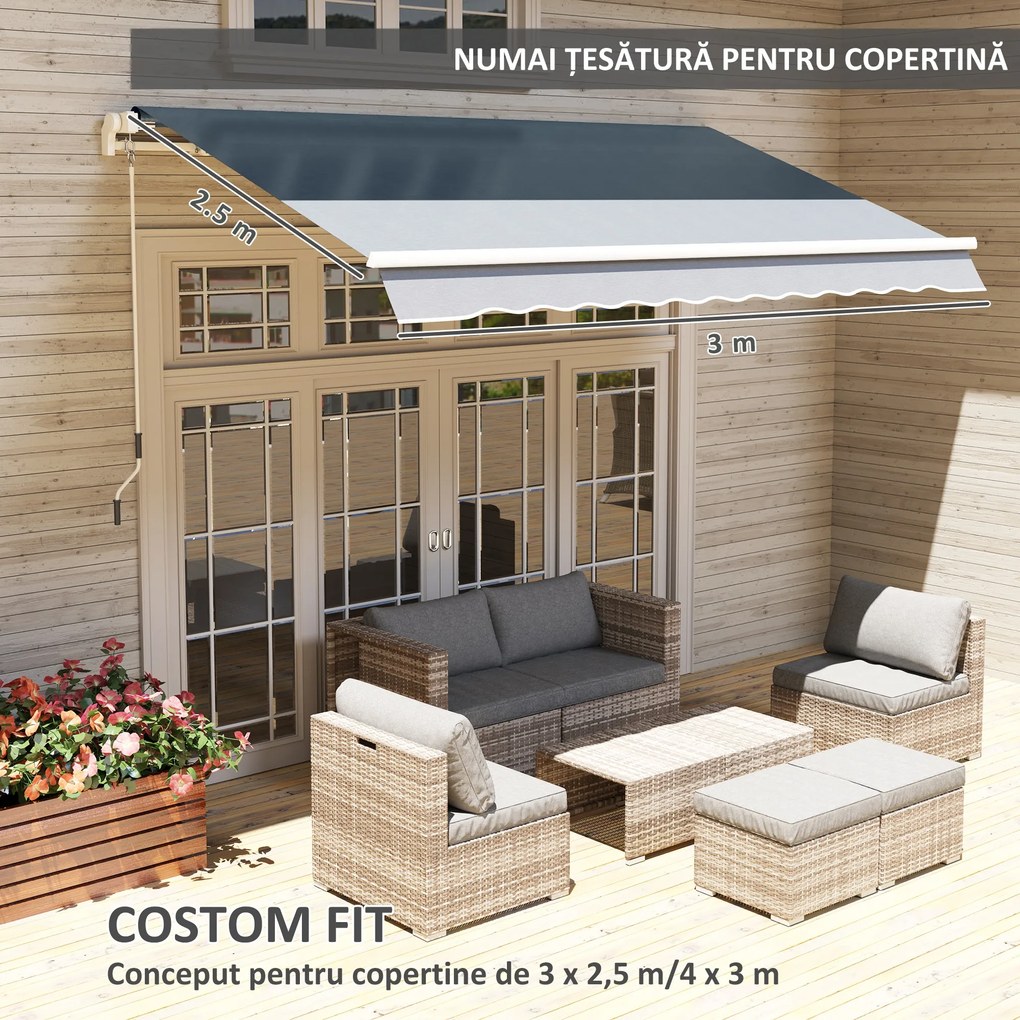 Outsunny Material de Înlocuire pentru Copertină Retractabilă, 282x250 cm, Gri | Aosom Romania