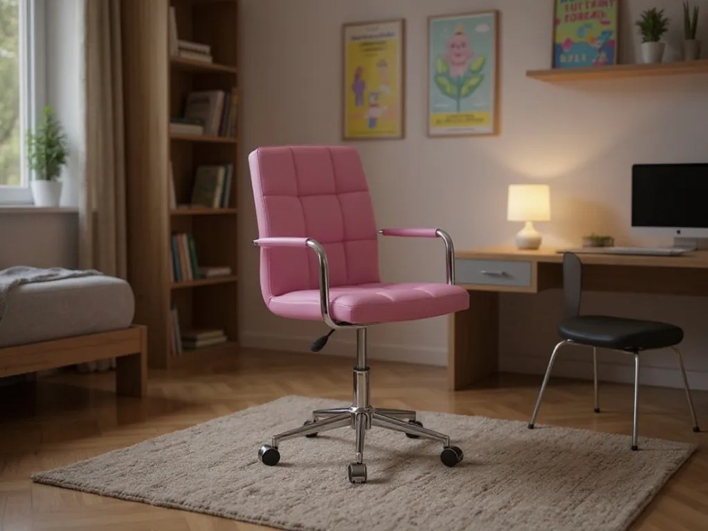 OFERTA Scaun de birou Q-022 din piele ecologica, roz, calitate II