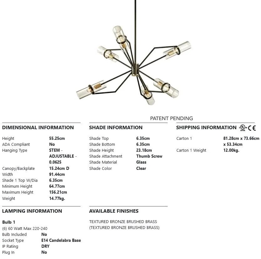 Candelabru LUX design modern RAEF, cu 6 surse de lumina, small