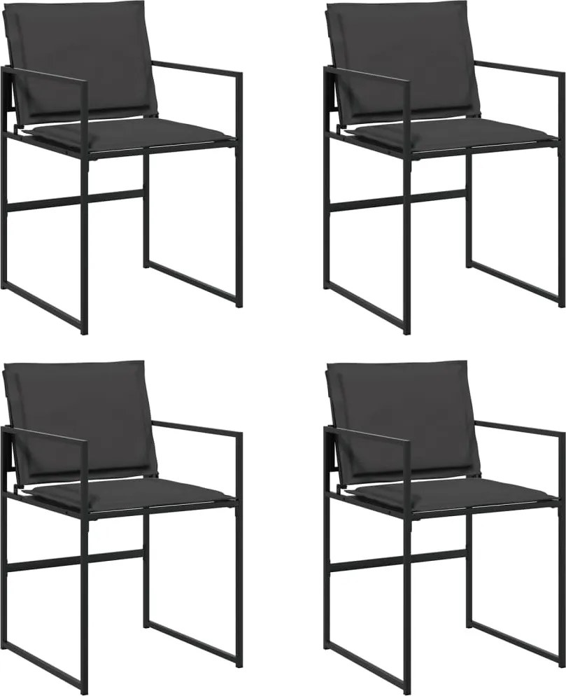 vidaXL Scaune de grădină cu perne, 4 buc., negru, oțel și textilenă