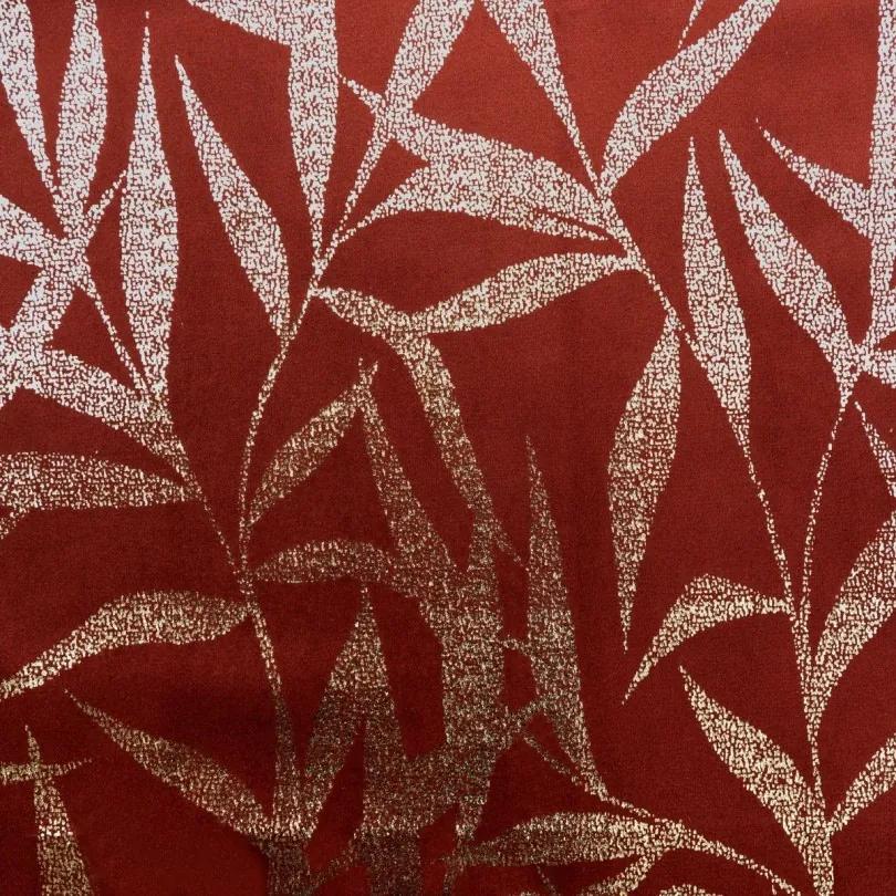 Traversa pentru masa centrală din catifea cu imprimeu roșu cărămidă 35x180