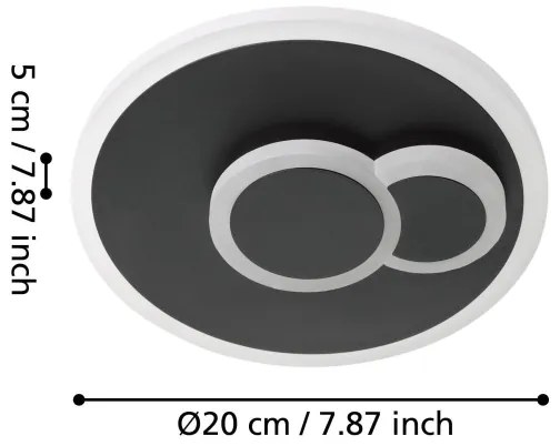 Plafonieră LED CADEGAL LED/7,8W/230V d. 20 cm neagră Eglo 30659