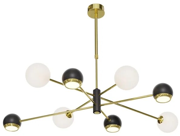 Jupiter 1971 - Lustră pe tijă MOKA, 4xGU10/10W/230V + 4xG9/10W/230V, aurie/neagră/albă