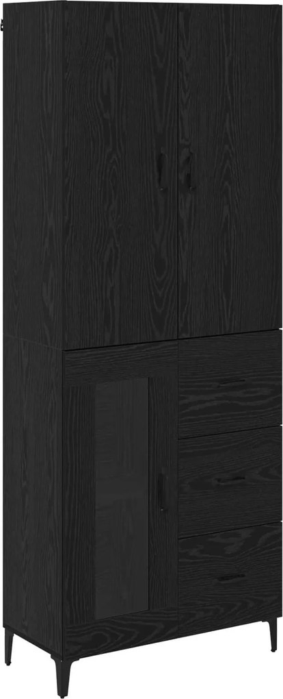 vidaXL Bufet Pe perete Stejar Negru 69,5 x 34 x 180 cm Lemn compozit