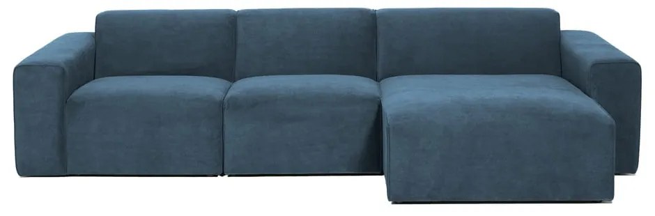Colțar albastru cu tapițerie din catifea reiată (cu colț pe partea dreaptă) Sting – Scandic