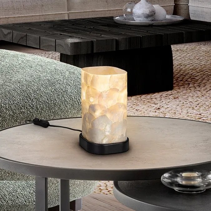 Veioza, Lampa metal negru, sidef alb Nakar