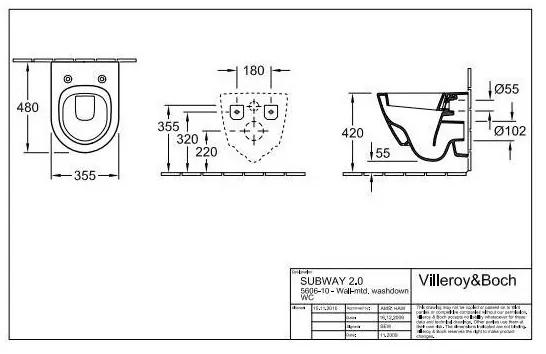 Vas WC suspendat Villeroy &amp; Boch, Subway 2.0, 48 cm, alb alpin
