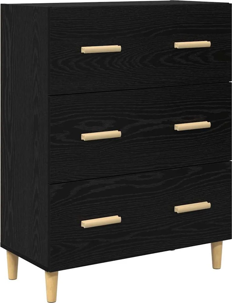 vidaXL Bufet Stejar Negru 69,5 x 34 x 90 cm Lemn compozit