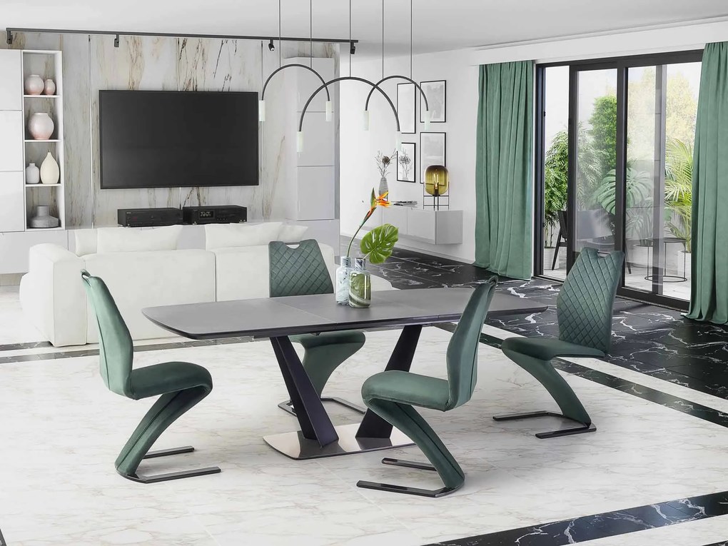 Masă de sufragerie extensibilă 160-220 cm Fredda (negru + gri) (pentru 6 8 persoane). 1048853