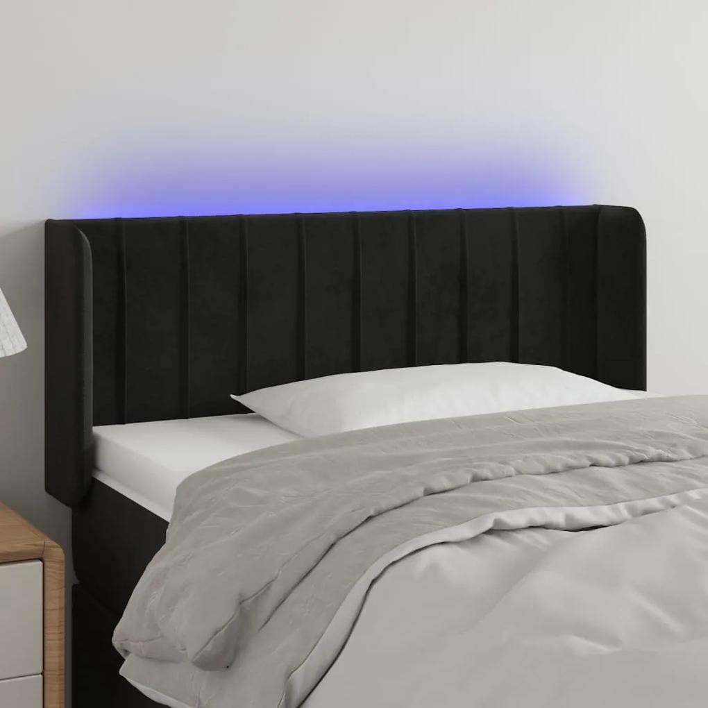 3123518 vidaXL Tăblie de pat cu LED, negru, 103x16x78/88 cm, catifea