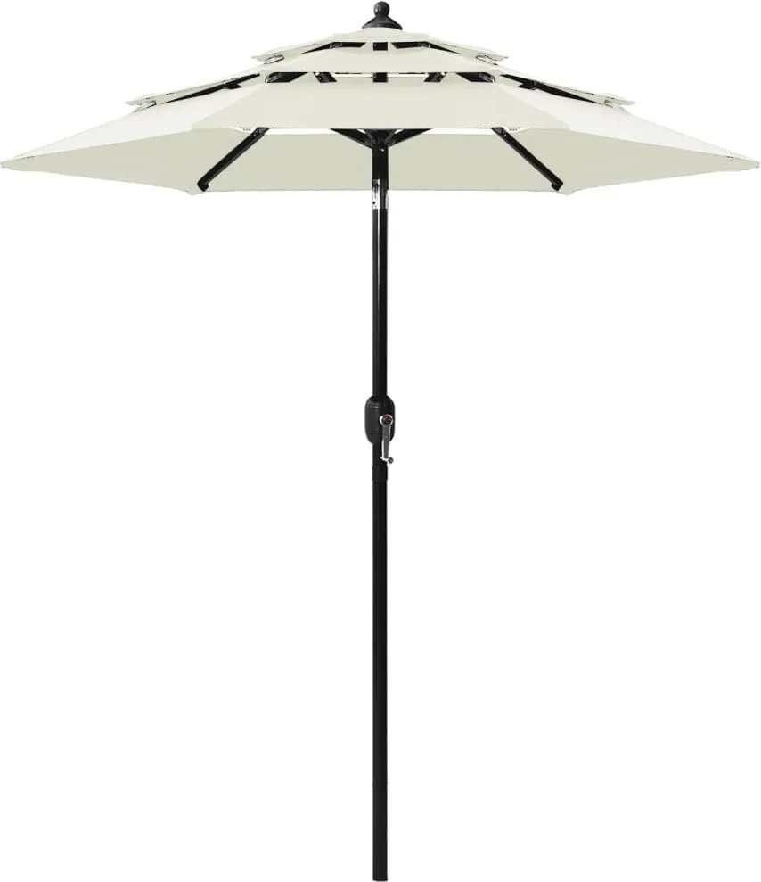 vidaXL Umbrelă de grădină cu 3 niveluri, stâlp aluminiu, nisipiu, 2 m
