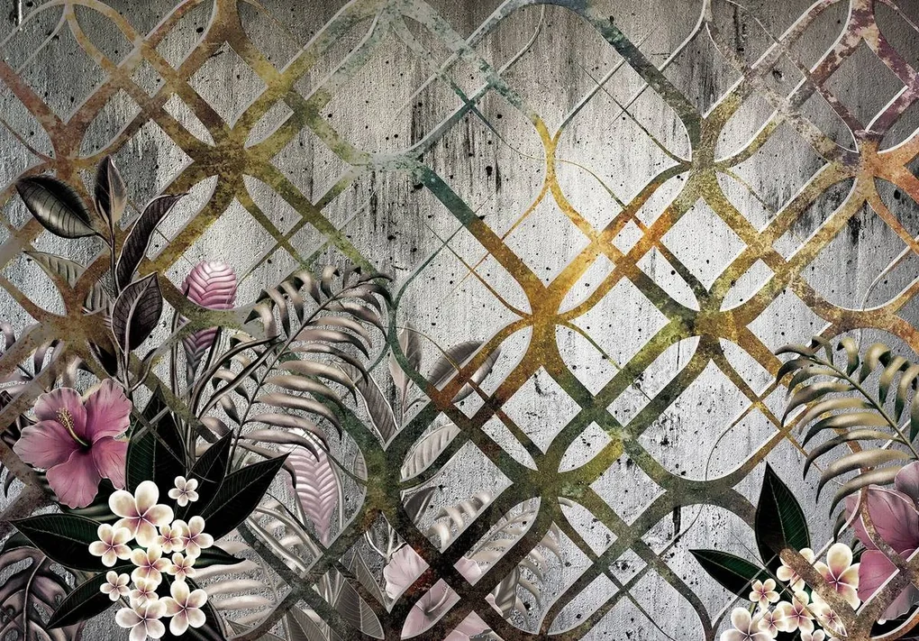 Fototapet - Plantele și ornament de aur (152,5x104 cm), în 8 de alte dimensiuni noi