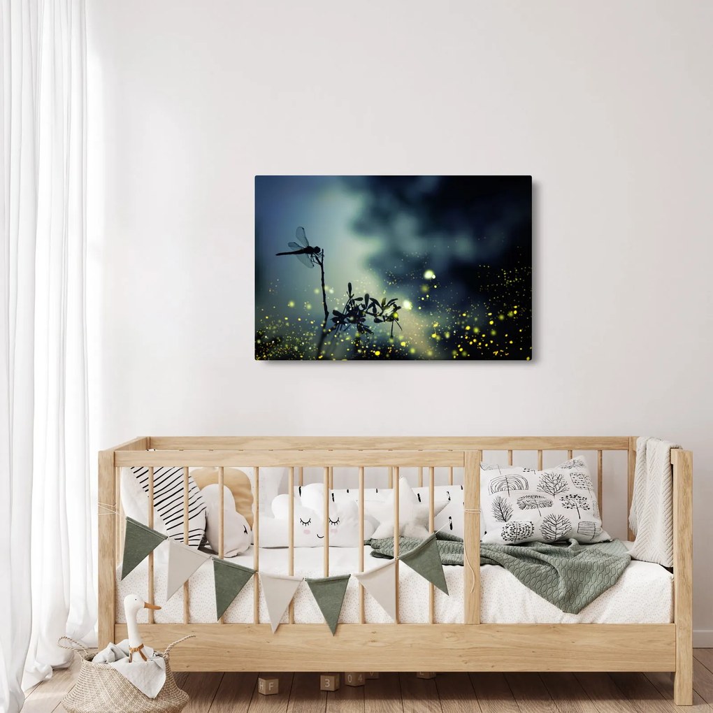 Tablou - Libelula în noaptea strălucitoare (90x60 cm)