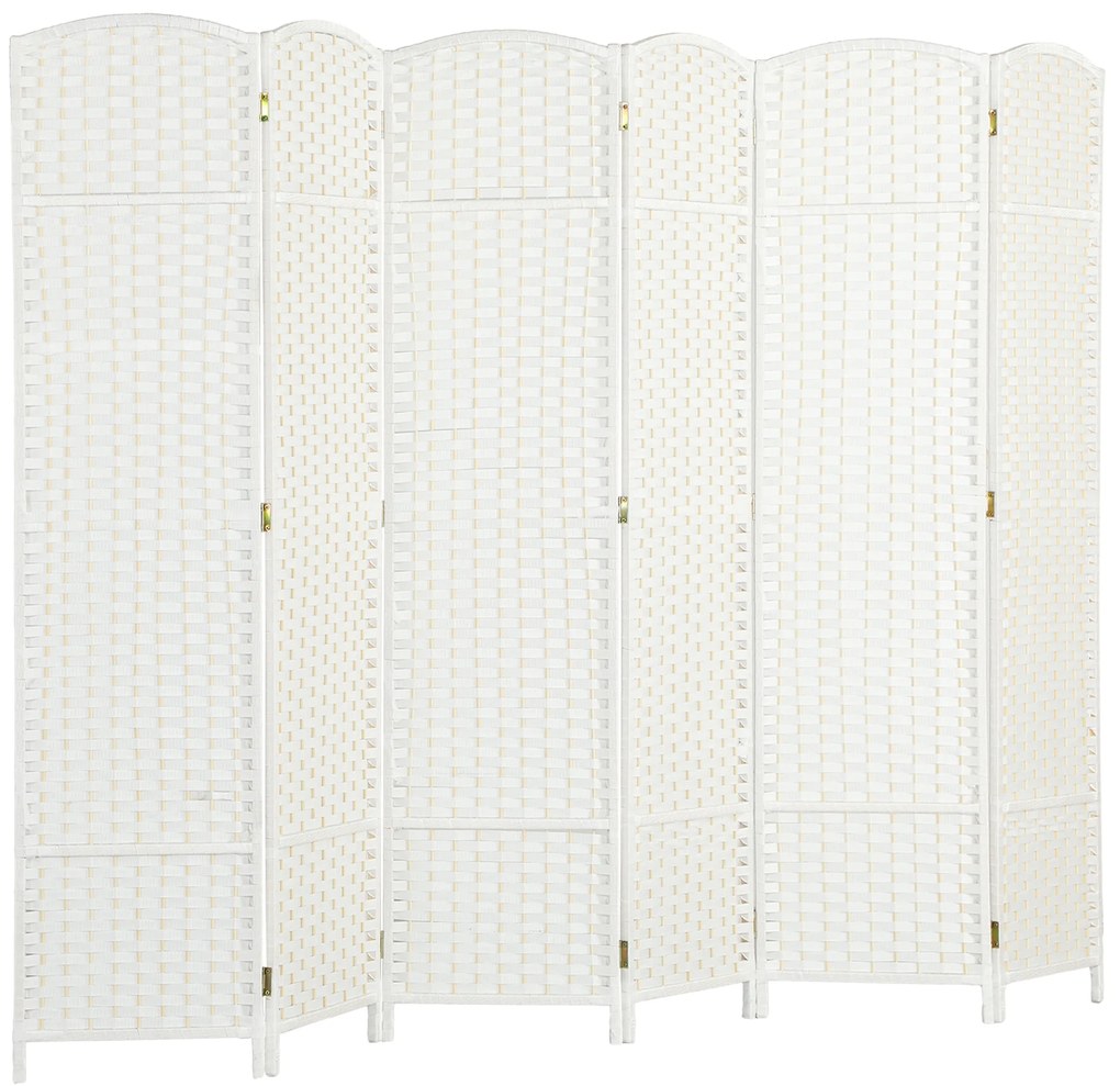 HOMCOM Separator de cameră 6 părți pliabil perete de intimitate perete de separare pentru sufragerie dormitor birou acasă Alb | Aosom Romania