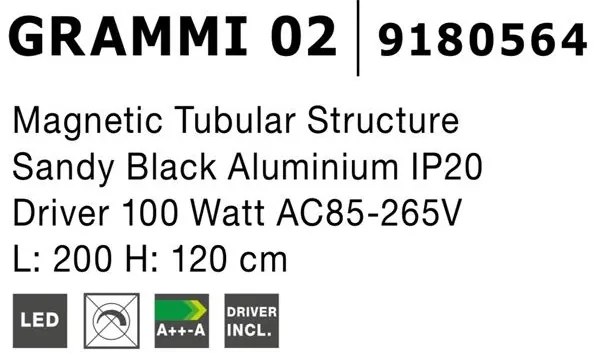 Sistem tubular magnetic-decorativ GRAMMI 01, L-200cm