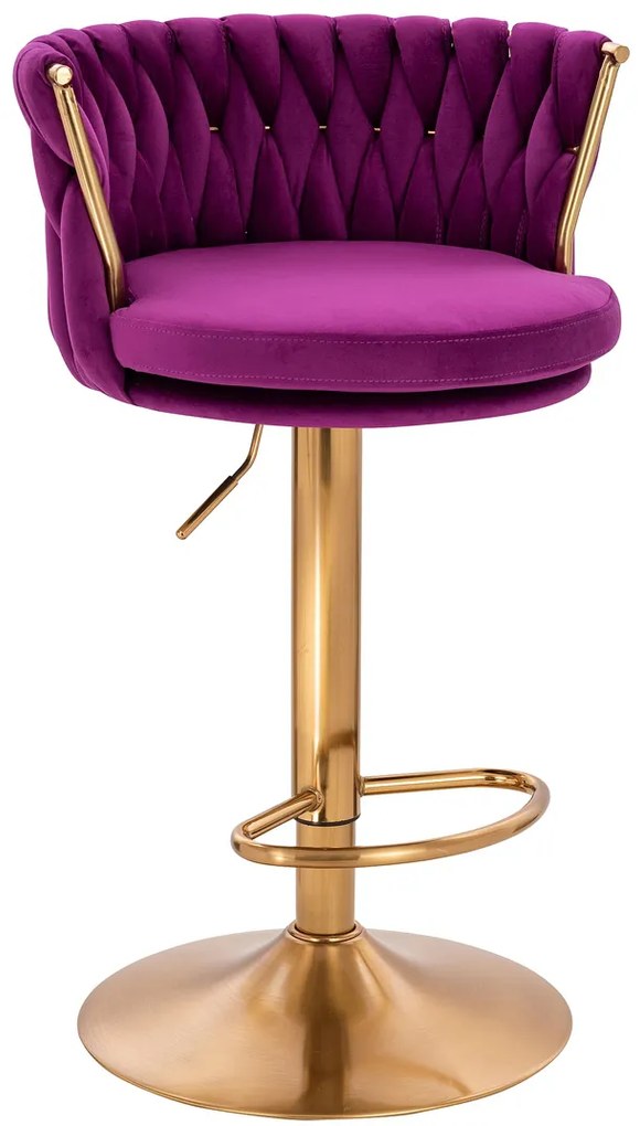 HR450W Scaun Fucsia din Catifea cu Bază Aurie