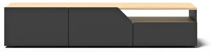 Comodă TV negru-natural cu blat cu aspect de lemn de stejar 180x38 cm Verone – TemaHome