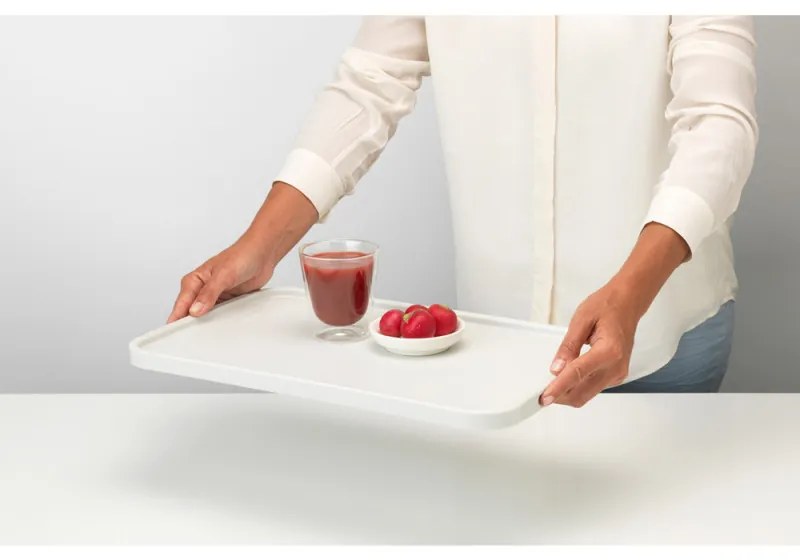 Tocator pentru taiat si servit Brabantia Tasty+ 1003308, 40x25 cm, Antiderapant, Uсor de curатat, Gri deschis
