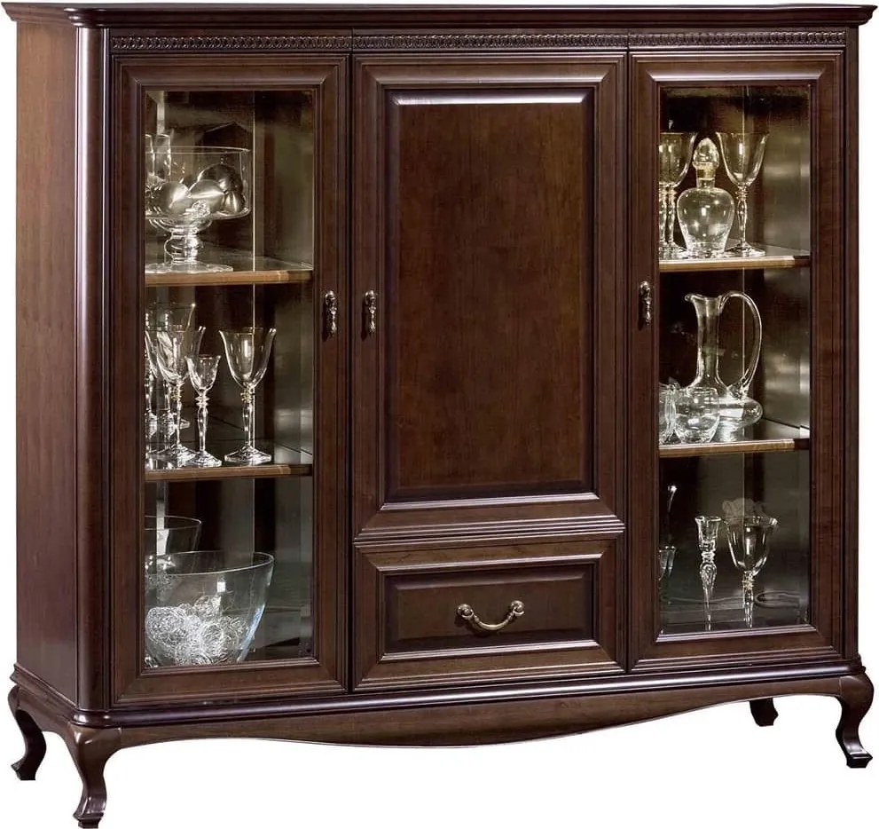 Bufet lemn masiv nuc Vanessa /Crem, 148 × 45 × 133 cm