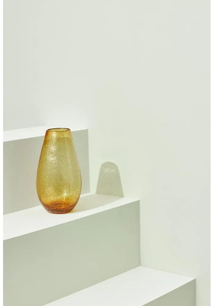 Vază handmade din sticlă galbenă Glow – Hübsch