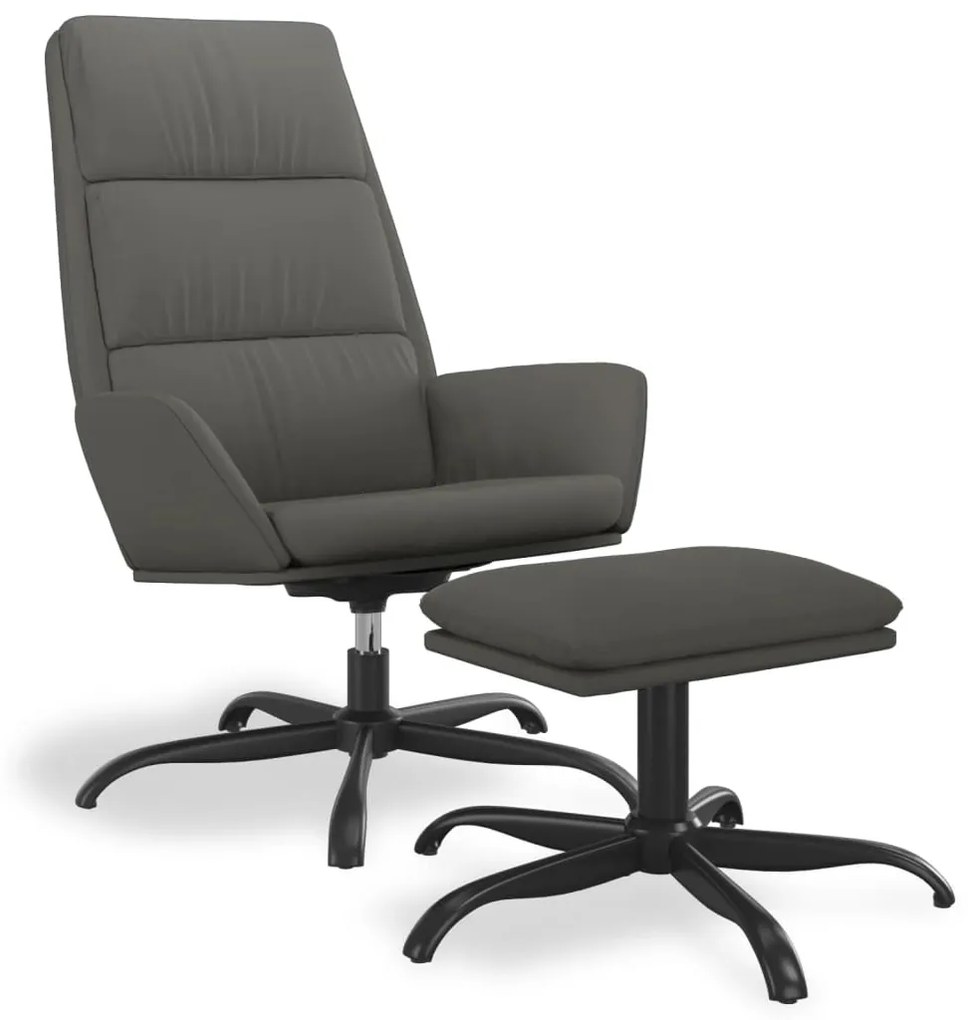 3097898 vidaXL Scaun de relaxare cu taburet, gri închis, catifea
