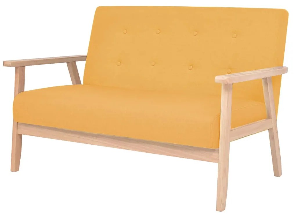 vidaXL Canapea cu 2 locuri, galben, material textil