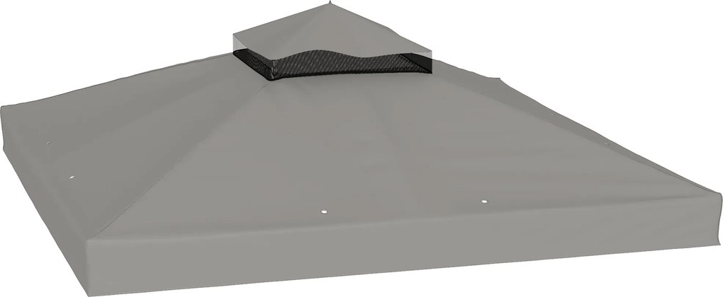 Outsunny Prelată pentru tonelă 3 x 3 m prelată de schimb cu 2 niveluri protecție UPF30+ orificii de scurgere gri | Aosom Romania