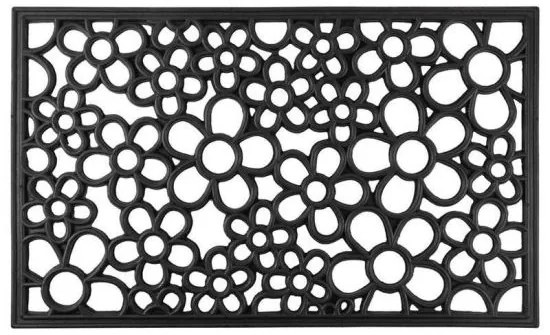 Covoras intrare, cauciuc, 45x75 cm, model floral