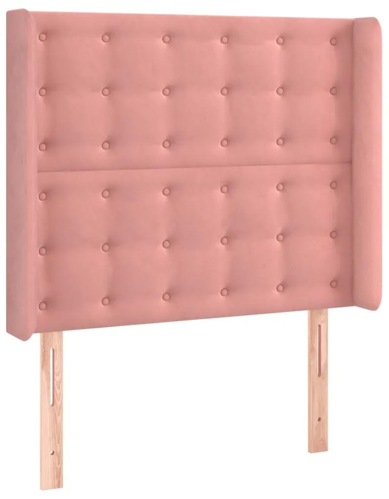 3120049 vidaXL Tăblie de pat cu aripioare, roz, 83x16x118/128 cm, catifea