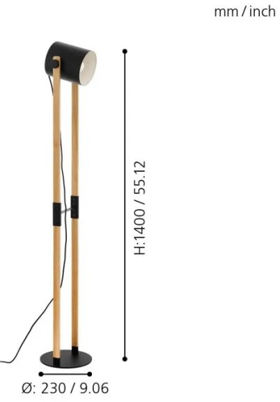 Eglo 43048 - Lampadar HORNWOOD 1xE27/28W/230V