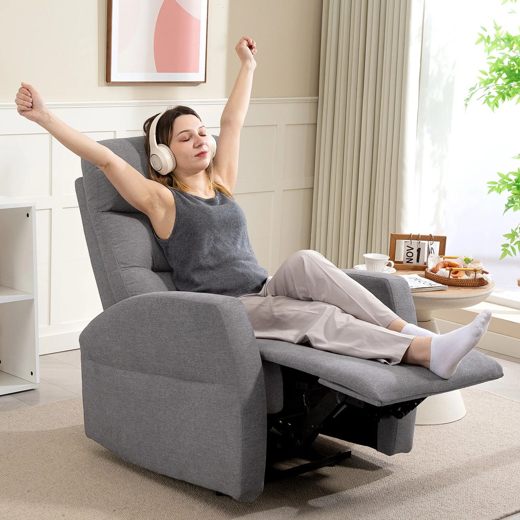 HOMCOM Fotoliu de Relaxare Reglabil cu Suport pentru Picioare, Fotoliu Tapitat Modern, Gri închis | Aosom Romania