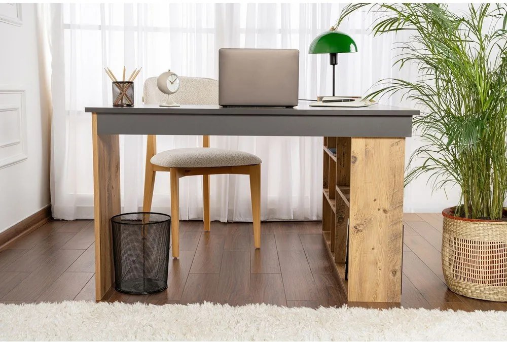 Birou cu aspect de lemn de pin 120x130 cm Vesper – Kalune Design