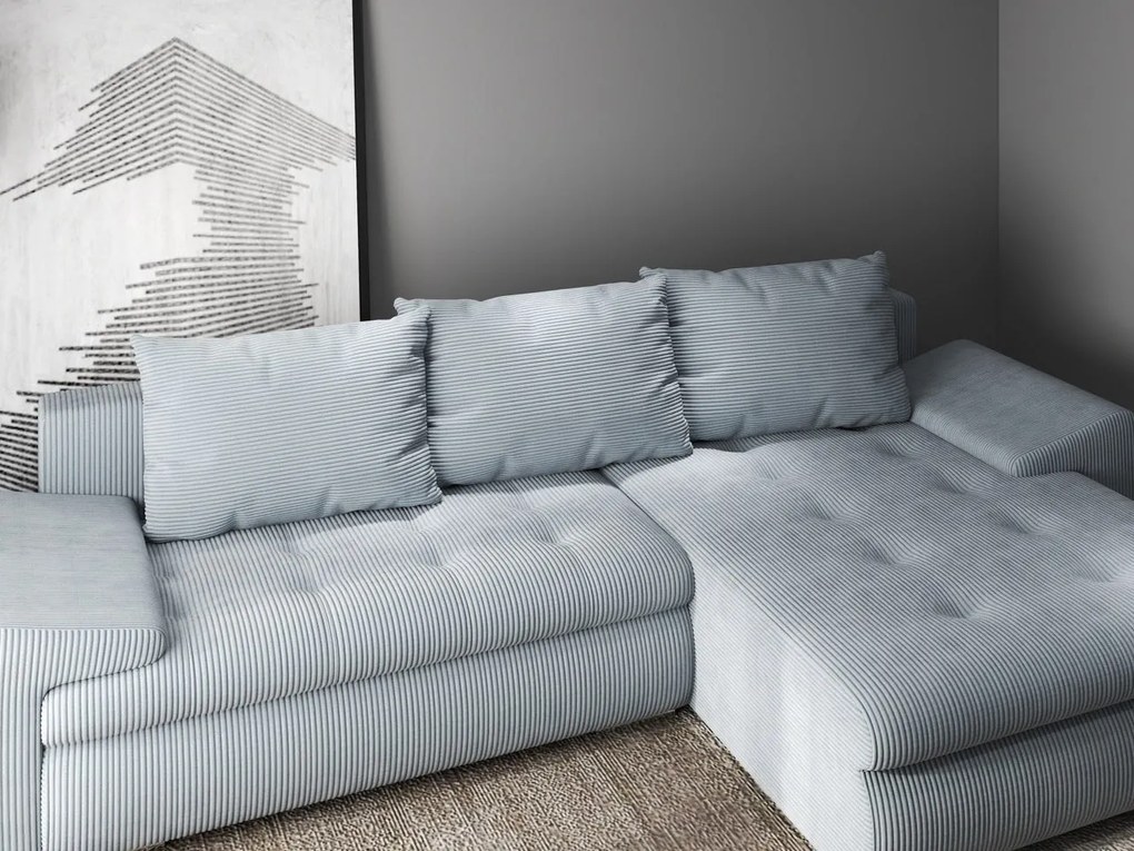 Colțar extensibil dumonde cu ladă de depozitare si sezut confortabil din spuma high-density, Leonardo Zoom Grey 260x185 cm II