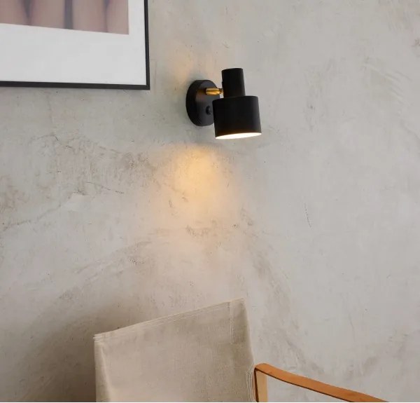 Halo Design 746880 - Aplică de perete cu spot VOGUE 1xE27/40W/230V, negru/alamă