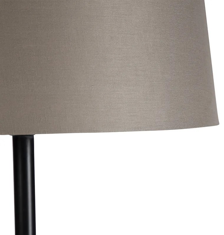 Lampă de podea neagră cu abajur de in taupe 45 cm - Simplo