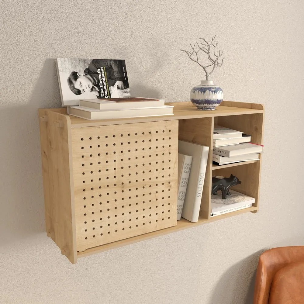 Bibliotecă de perete cu aspect de lemn de stejar 65x30 cm Sima – Kalune Design