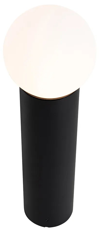 Lampă de podea exterioară neagră cu sticlă opal 50 cm IP44 - Huma